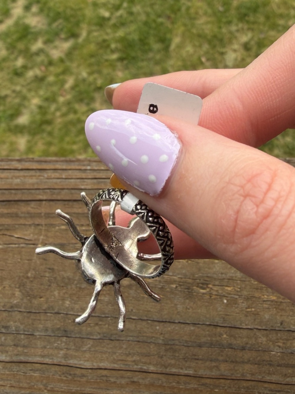 Silver Spider Ring with Purple Stone NWT - Picture 5 of 7